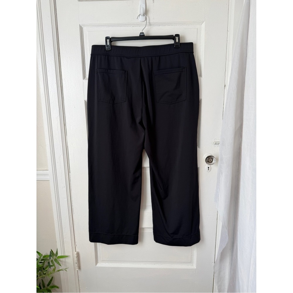 Halara Wide Leg Pull On Pants Elastic Waist Black Faux Buttons Pockets Office 2X - Picture 5 of 14
